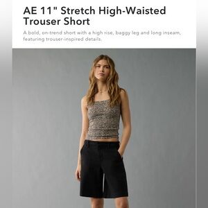 NWT American Eagle Outfitters High Waisted Black Bermuda Trouser Shorts